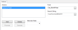 QlikView Default Selections Actions